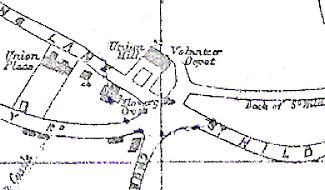 Whitby Drill Hall - Detail of 1895 Ordnance Survey showing Drill Hall